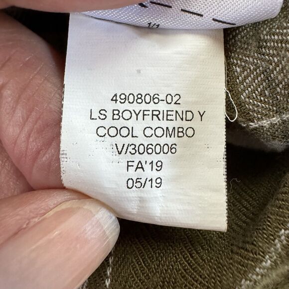 Banana Republic Factory Green/White Plaid Boyfriend Fit Button Down Pocket Small - Picture 11 of 11